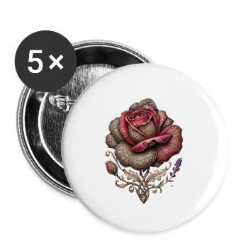 Schnitzte Rose - Buttons groß 56 mm (5er Pack) - Weiß - Vorne