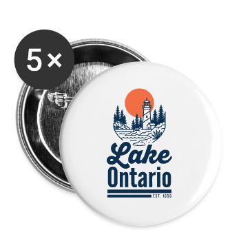 Lake Ontario Leuchtturm Sonnenuntergang - Buttons groß 56 mm (5er Pack) - Weiß - Vorne