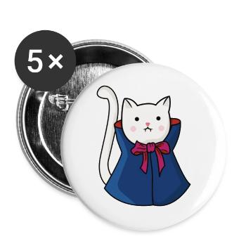 Süße Vampir Katze Dracula - Buttons groß 56 mm (5er Pack) - Weiß - Vorne