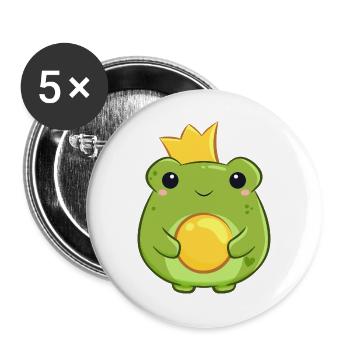 Königlicher Froschprinz mit Krönchen - Märchen - Buttons groß 56 mm (5er Pack) - Weiß - Vorne