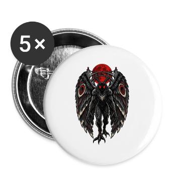 Rabenflügel vor rotem Mond - Buttons groß 56 mm (5er Pack) - Weiß - Vorne