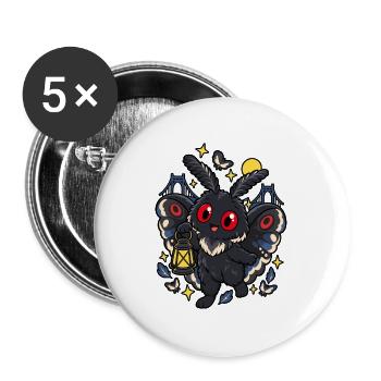 Nachtfalter-Kobold mit Laterne - Buttons groß 56 mm (5er Pack) - Weiß - Vorne