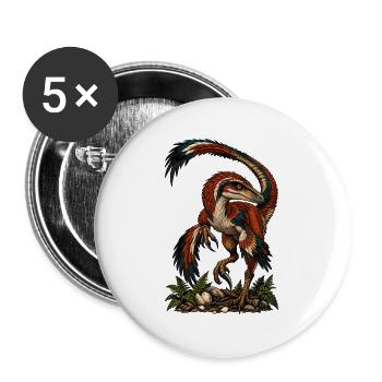Bunter Urvogel-Raptor auf Dunkel - Buttons groß 56 mm (5er Pack) - Weiß - Vorne