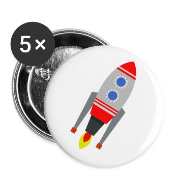 Rakete - Buttons groß 56 mm (5er Pack) - Weiß - Vorne
