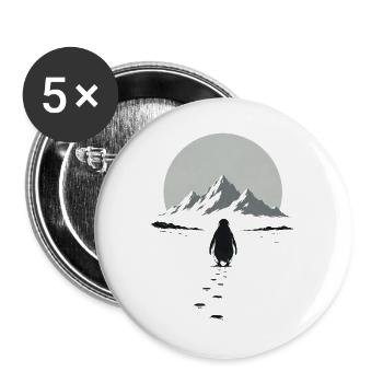 Lone Penguin – Ins Unbekannte - Buttons groß 56 mm (5er Pack) - Weiß - Vorne