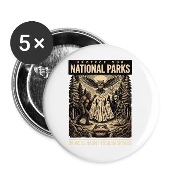 Paranormale Parks Waldgeister - Buttons groß 56 mm (5er Pack) - Weiß - Vorne