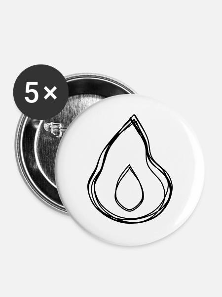 Flamme handgezeichnet - Buttons groß 56 mm (5er Pack) - Weiß