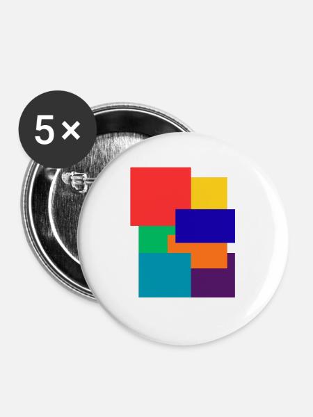 Fette geometrische Blöcke - Buttons groß 56 mm (5er Pack) - Weiß