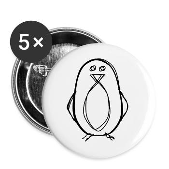 Pinguin handgezeichnet - Buttons groß 56 mm (5er Pack) - Weiß - Vorne