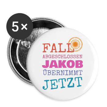 Lustig Jakob - Buttons groß 56 mm (5er Pack) - Weiß - Vorne