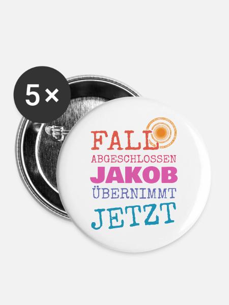 Lustig Jakob - Buttons groß 56 mm (5er Pack) - Weiß