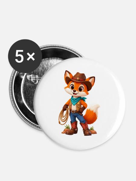 Fuchs Cowboy Lasso - Buttons groß 56 mm (5er Pack) - Weiß
