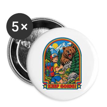 Wanderer trifft Bär Patch - Buttons groß 56 mm (5er Pack) - Weiß - Vorne