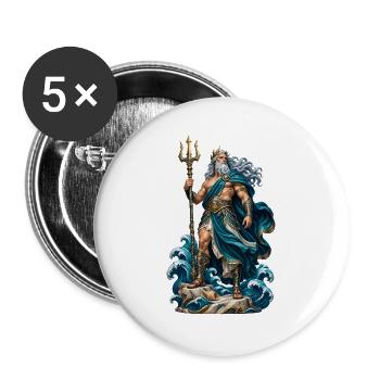 Meeresgott Poseidon im Sturm - Buttons groß 56 mm (5er Pack) - Weiß - Vorne