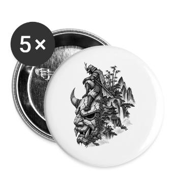 Samuraigeist über Berglandschaft - Buttons groß 56 mm (5er Pack) - Weiß - Vorne
