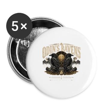 ODIN'S RAVENS – THOUGHT & MEMORY - Buttons groß 56 mm (5er Pack) - Weiß - Vorne