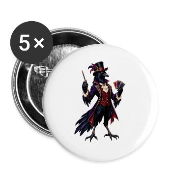 Rabenmagier im viktorianischen Stil - Buttons groß 56 mm (5er Pack) - Weiß - Vorne