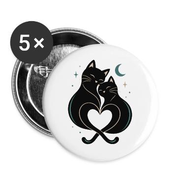 Katze, Süßes Kätzchen, Lustige Katze - Buttons groß 56 mm (5er Pack) - Weiß - Vorne