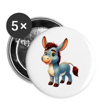 Esel-Maultier - Buttons groß 56 mm (5er Pack) - Weiß - Vorne