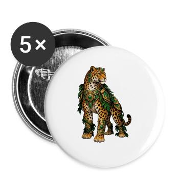 Dschungel Leopard mit Goldschmuck - Buttons groß 56 mm (5er Pack) - Weiß - Vorne