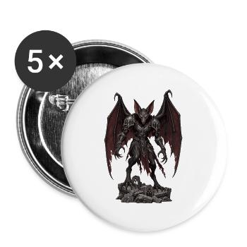 Dämonischer Drachendrache - Buttons groß 56 mm (5er Pack) - Weiß - Vorne
