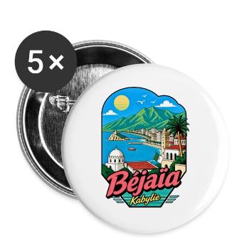 Béjaïa Kabylie – Vintage-algerische Meereslandschaft - Buttons groß 56 mm (5er Pack) - Weiß - Vorne