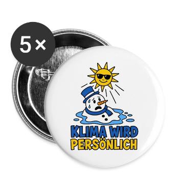 Klima wird persönlich schmelzender Schneemann - Buttons groß 56 mm (5er Pack) - Weiß - Vorne