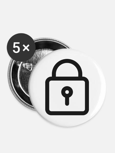 Vorhängeschloss-Schlüsselloch-Symbol - Buttons groß 56 mm (5er Pack) - Weiß