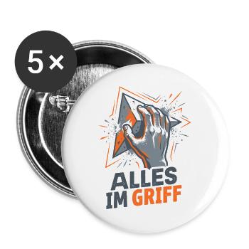 Bouldern & Klettern - Alles im Griff Spruch - Buttons groß 56 mm (5er Pack) - Weiß - Vorne