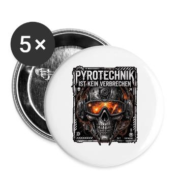 Pyro Ist Kein Verbrechen - Buttons groß 56 mm (5er Pack) - Weiß - Vorne