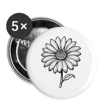 April-Geburtsblüte-Gänseblümchen - Buttons groß 56 mm (5er Pack) - Weiß - Vorne