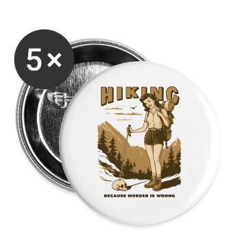 Hiking, because.... - Buttons groß 56 mm (5er Pack) - Weiß - Vorne