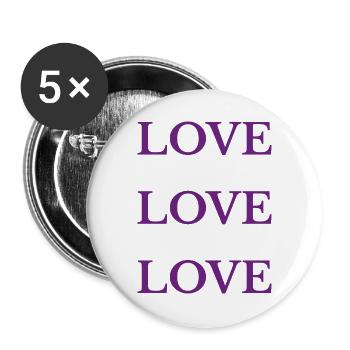 Lila Liebe Liebe Liebe Liebe - Buttons groß 56 mm (5er Pack) - Weiß - Vorne