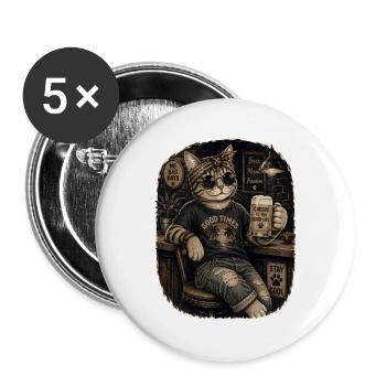 Good Times Bar Cat - Buttons groß 56 mm (5er Pack) - Weiß - Vorne