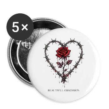 Wunderschöne Obsession - Buttons groß 56 mm (5er Pack) - Weiß - Vorne