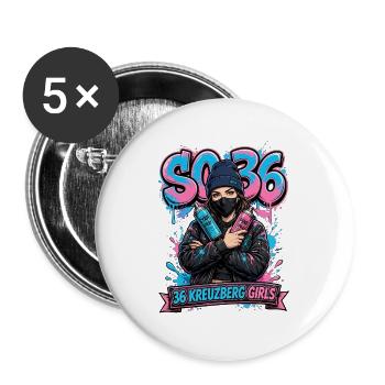 Kreuzberg Graffiti 36 Girls - Buttons groß 56 mm (5er Pack) - Weiß - Vorne