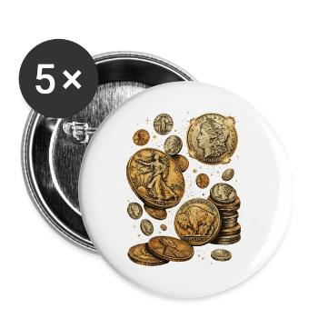 Numismatiker, Münzsammler Münzsammlung, - Buttons groß 56 mm (5er Pack) - Weiß - Vorne
