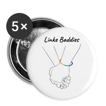 LINKE BADDIES VERBUNDENE HÄNDE STATEMENT, QUEER - Buttons groß 56 mm (5er Pack) - Weiß - Vorne