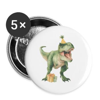 Birthdaysaurus - Buttons groß 56 mm (5er Pack) - Weiß - Vorne
