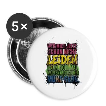Ich gebe mir Mühe – farbiges Graffiti-Zitat - Buttons groß 56 mm (5er Pack) - Weiß - Vorne