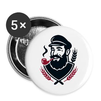 Seebaer Kapitaen Wappen Logo - Buttons groß 56 mm (5er Pack) - Weiß - Vorne