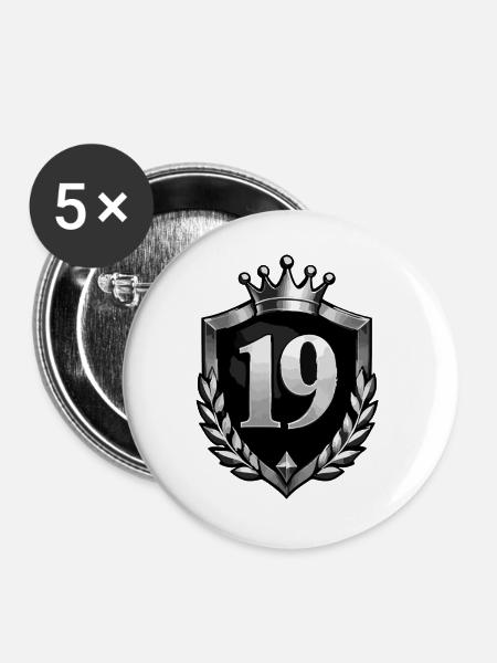 wappen-zahl-19 - Buttons groß 56 mm (5er Pack) - Weiß