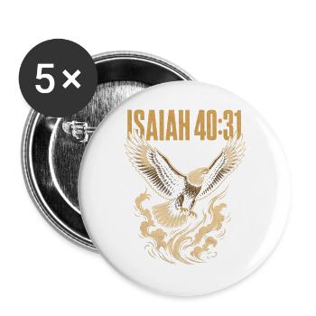 Jesaja 40 31 aufsteigender Adler Bibelvers - Buttons groß 56 mm (5er Pack) - Weiß - Vorne