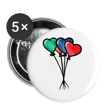 Aquarell-Herzballons-Trio - Buttons groß 56 mm (5er Pack) - Weiß - Vorne