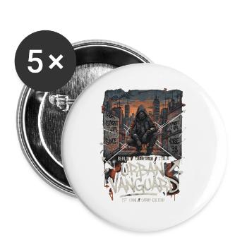 Urban Vanguard Berlin Graffiti Stil - Buttons groß 56 mm (5er Pack) - Weiß - Vorne