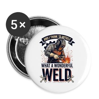 Schweißer Schweißen Funkenflug Handwerk Schrauber - Buttons groß 56 mm (5er Pack) - Weiß - Vorne