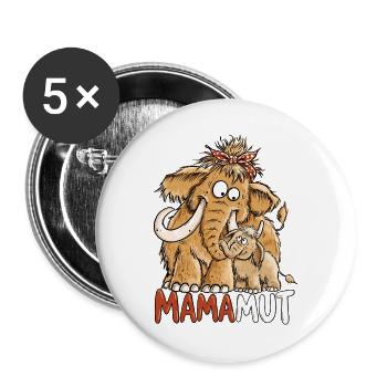 Mamamut Mammut Mama | Lustiges Mama Geschenk - Buttons groß 56 mm (5er Pack) - Weiß - Vorne