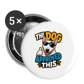 Bullterrier - Buttons groß 56 mm (5er Pack) - Weiß - Vorne
