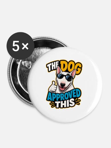 Bullterrier - Buttons groß 56 mm (5er Pack) - Weiß