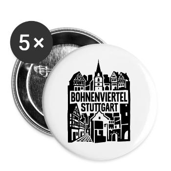 Bohnenviertel Stuttgart Skyline Silhouette - Buttons groß 56 mm (5er Pack) - Weiß - Vorne